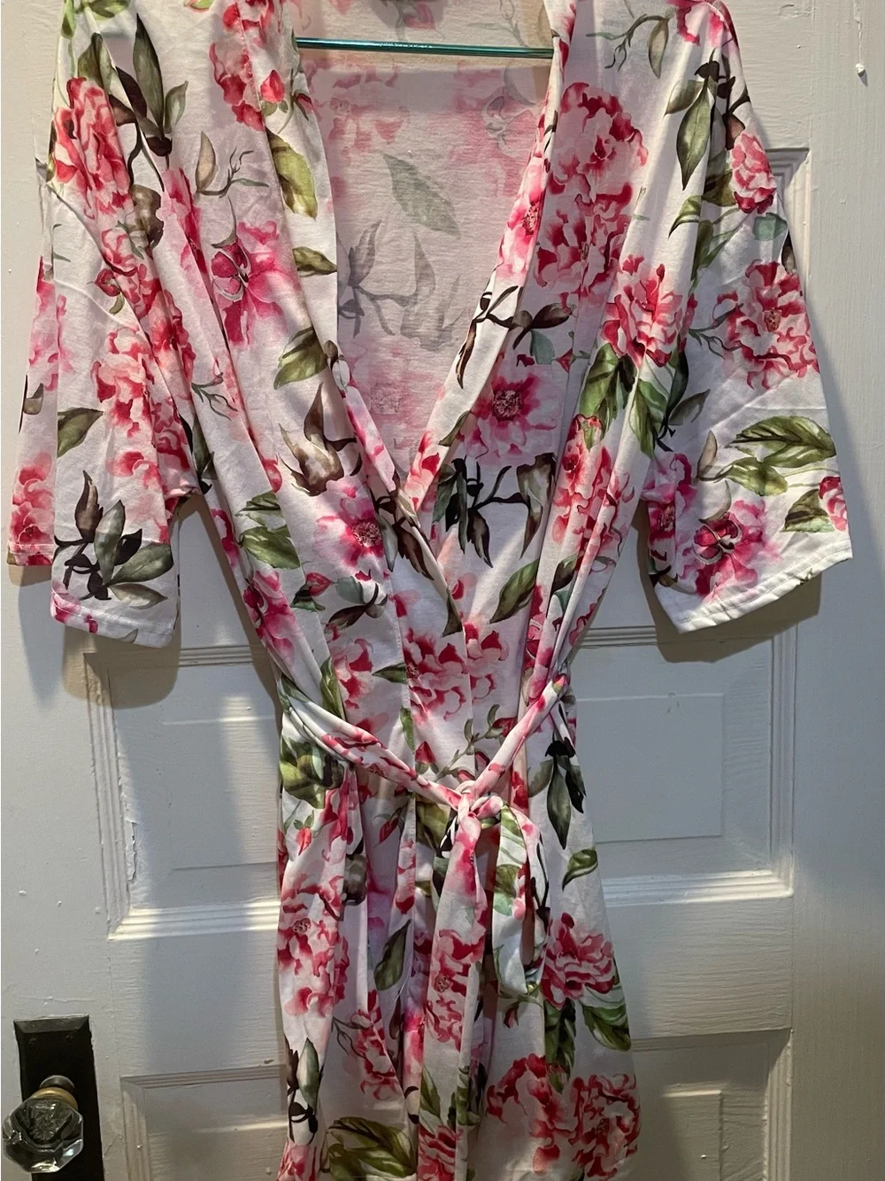 Floral Pink & Green Women's Robe, One Size